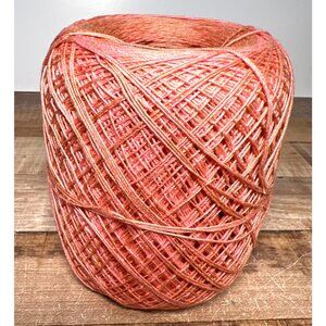 Coral Cotton Crochet Thread Ball - Hand-Dyed Yarn For Knitting Weaving